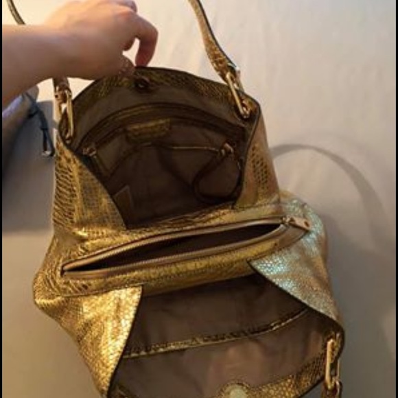 NWT Michael Kors Gold Python Leather Hobo - Picture 1 of 5